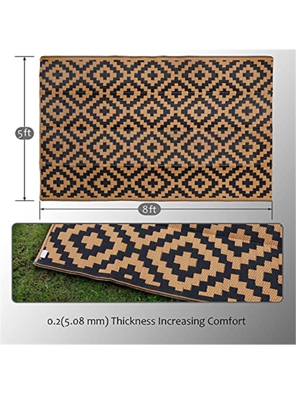 Reversible Mats, Plastic Straw Rug, Modern Area Rug, Large Floor Mat and Rug - Picture 2 of 7